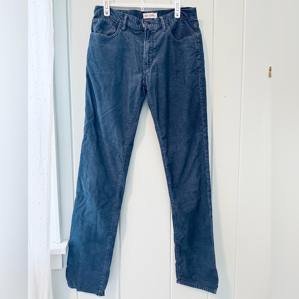 GAP Straight Corduroy Pants / Gray Blue / 32 x 36